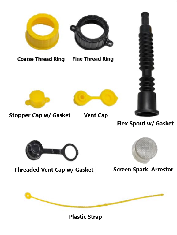Mr. Yellow Cap Flexible Gas Can Spout Replacement Kit - UPGRADED Anti-Spill Gas Can Nozzle Replacement Fits 1 to 5 Gallo