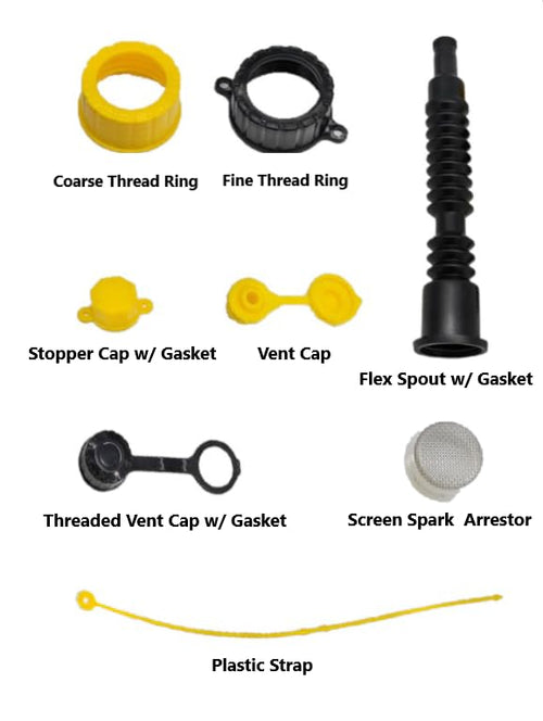 Mr. Yellow Cap Flexible Gas Can Spout Replacement Kit - UPGRADED Anti-Spill Gas Can Nozzle Replacement Fits 1 to 5 Gallo