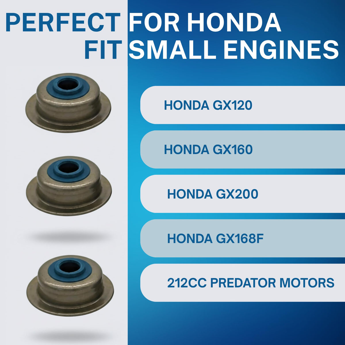 SSI Honda GX120 GX160 GX200 Valve Stem Seals 5.5mm, OEM 12209-ZH8-003, 2pcs