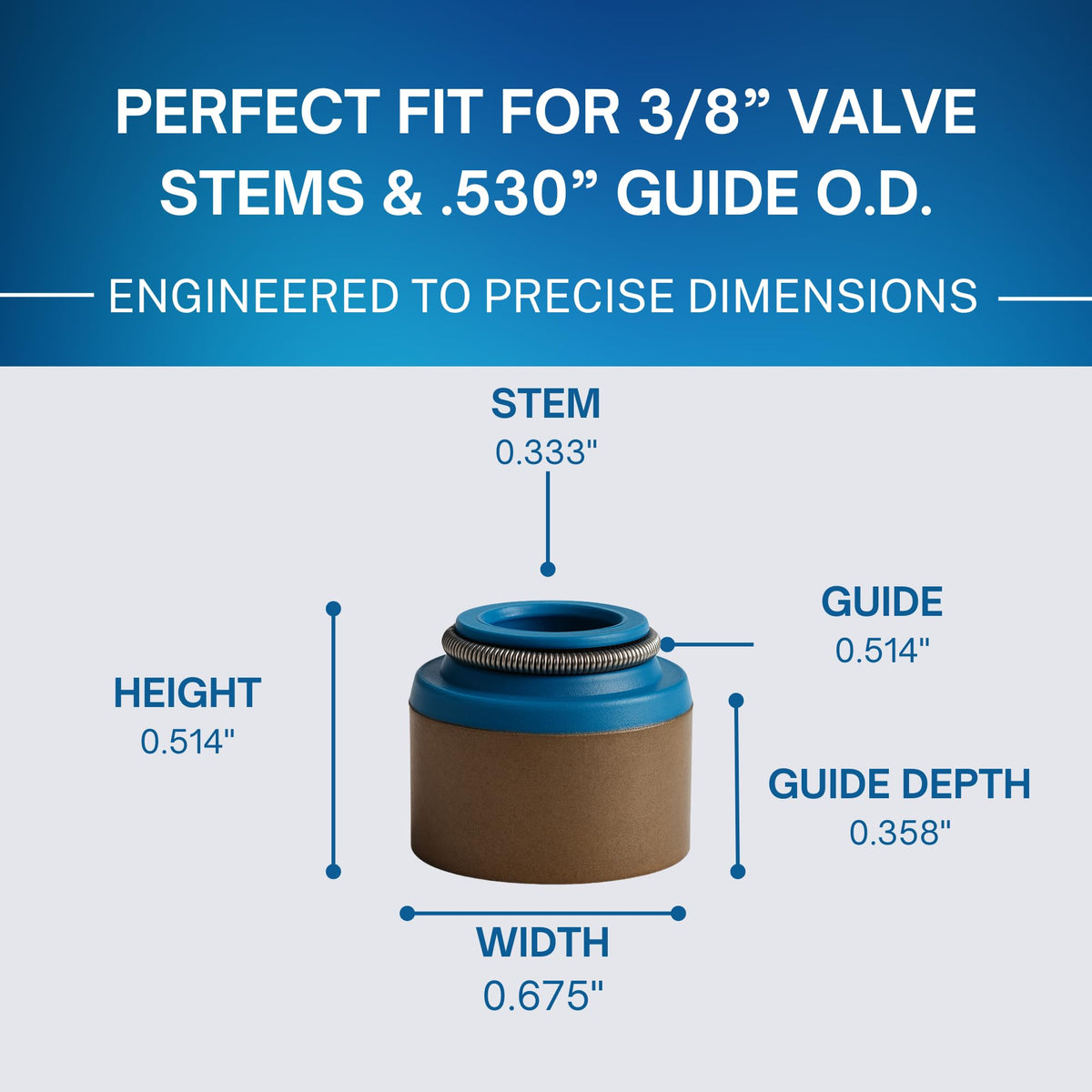 SSI 16pcs, Rubber Positive Valve Stem Seal - 3/8" Valve Stem and a .530"