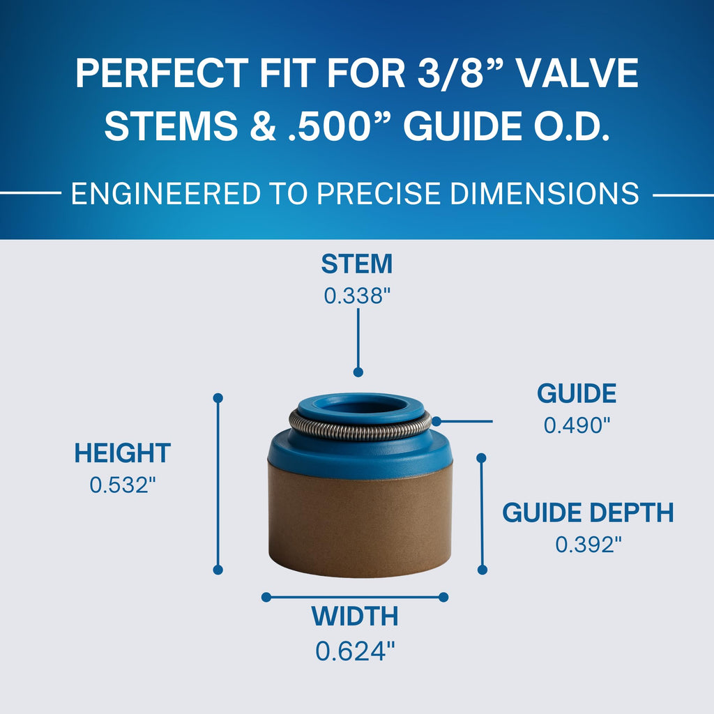 SSI 16pcs, Rubber Positive Valve Stem Seal - 3/8" Valve Stem and a .500"