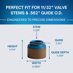 SSI 16pcs, Rubber Positive Valve Stem Seal - 11/32" Valve Stem and a .562"