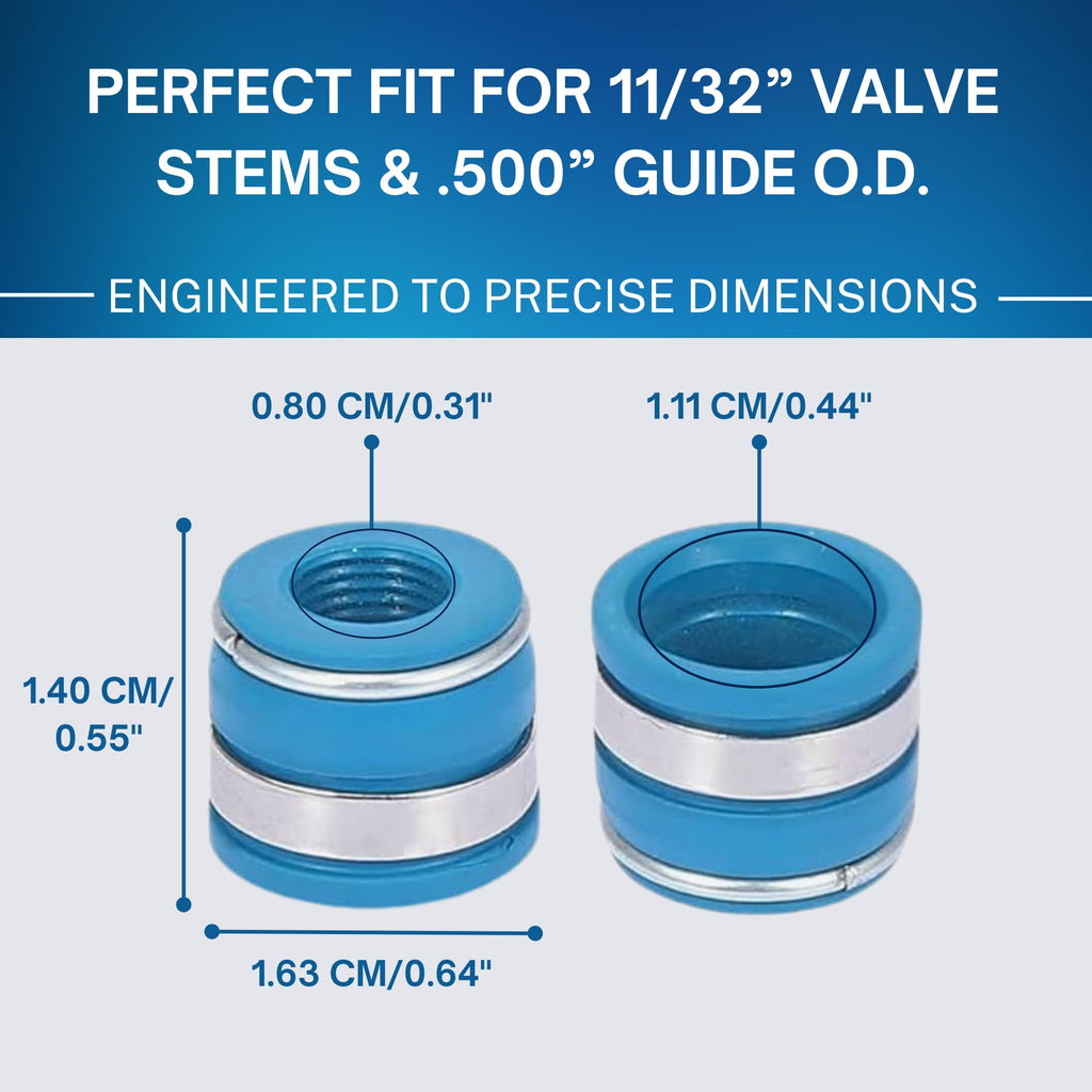Street Sport Industries Rubber Positive Valve Stem Seal - Fits an 11/32" Valve Stem and a .500" Guide O.D., Valve Seals 