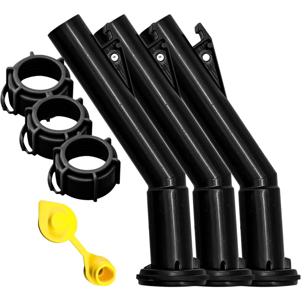 Mr. Yellow Cap 4 - Fuel Gas Can Jug Spouts Nozzles, Rings & 1 Vent for