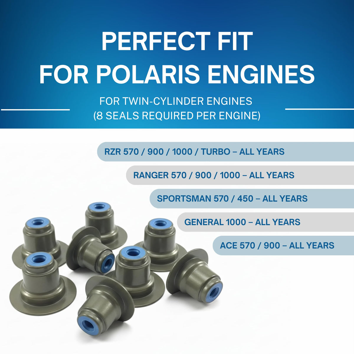 SSI Valve Stem Seal - 8pcs Top Hat Valve Stem Seal For Polaris RZR General