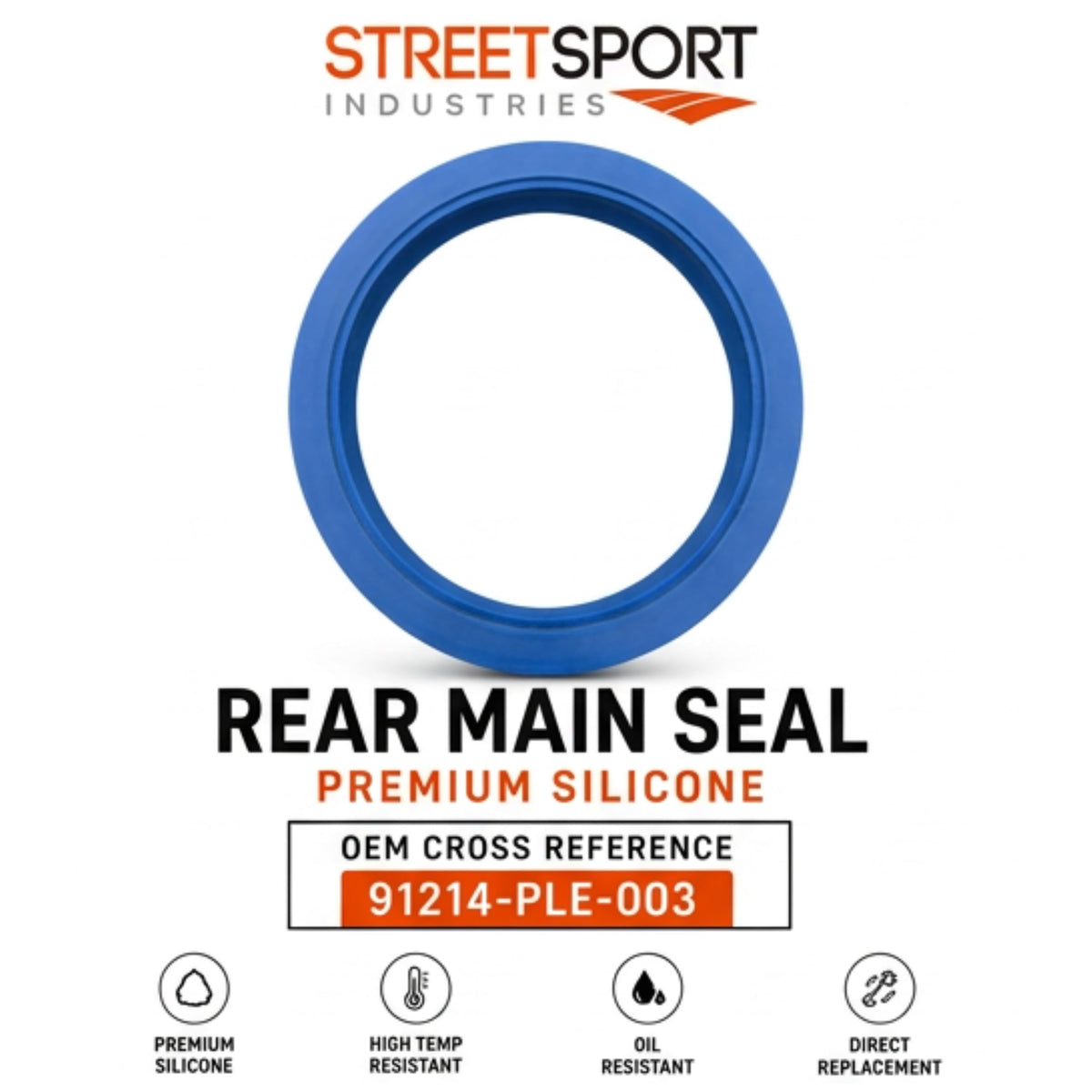 SSI Rear Main Crankshaft Seal for Honda B16A Engine; Silicone Seal, 1 Pack