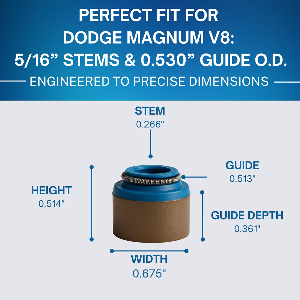 Street Sport Industries Valve Stem Seals Set (16pcs) for Dodge Dakota Ram Durango Van 5.2L 5.9L V8 Magnum | Interchange 