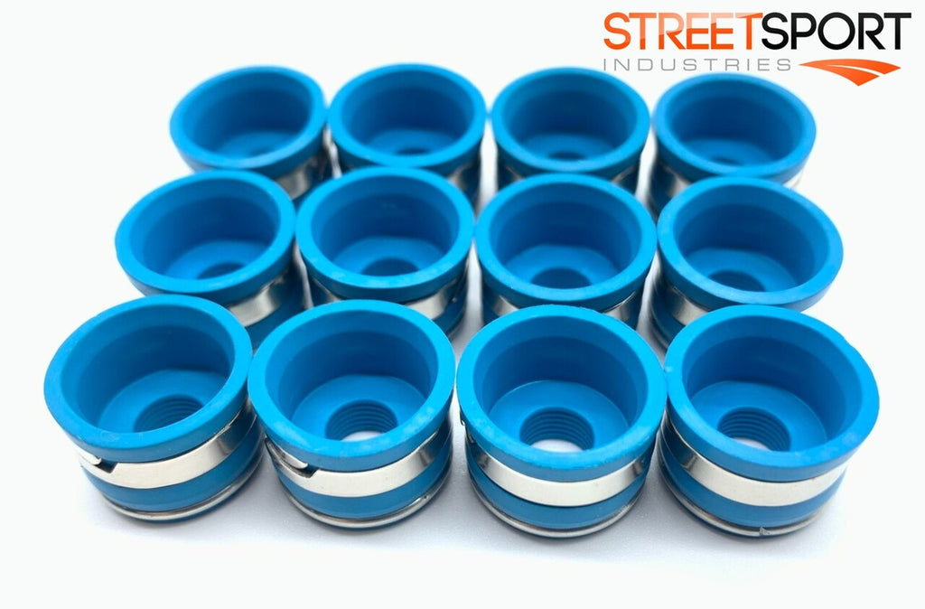 Valve Seals 8mm X .530" – FKM "Positive" Valve Stem Oil Seals – Set of 12 - New