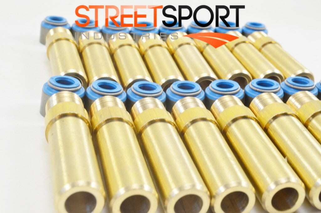 GM LS Engine Manganese Bronze Valve Guides + FKM Valve Seals - 16 ea. - Gen IV